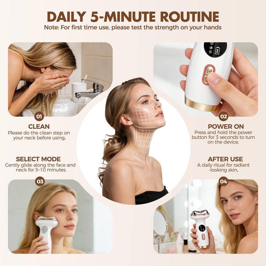 Morfone Cold and Heated Electric microcurrent facial device,  , 7-in-1 led facial Puffiness，Face and Neck  Sculpting Massager, for Lifting, Contouring, and Firming