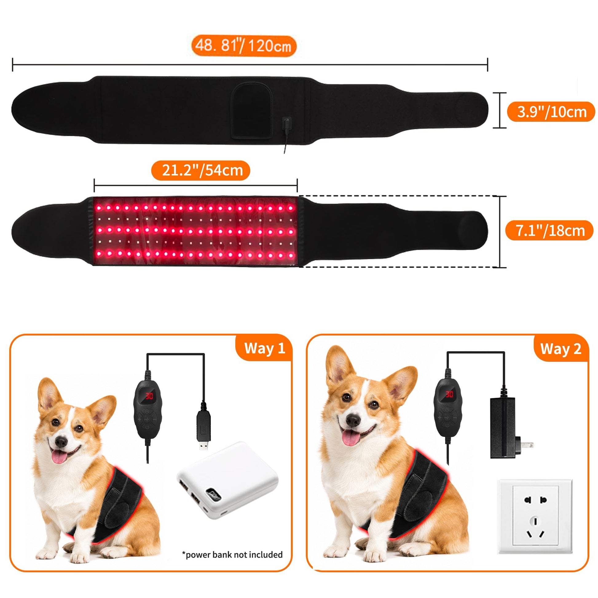 Morfone 660nm+850nm Pet Red Light Therapy Pad Infrared Light Therapy Wrap for Dogs & Cats