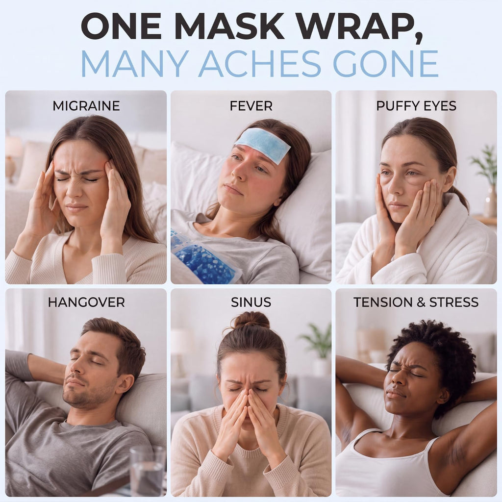 Morfone Migraine Relief Cap, Reusable Ice Pack Head Wrap with Odorless Gel for Headache Relief, Stress Relaxation, Puffy Eyes and Cold Therapy Use
