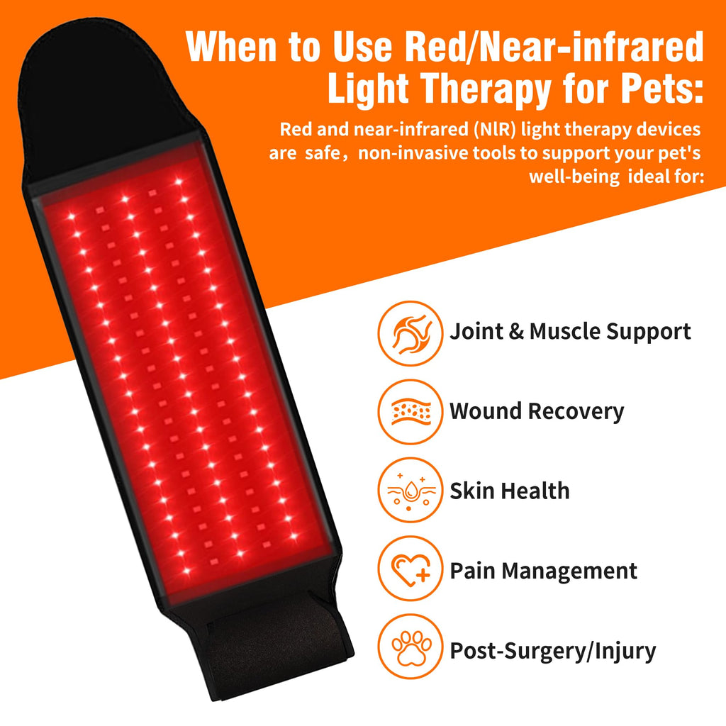Morfone 660nm+850nm Pet Red Light Therapy Pad Infrared Light Therapy Wrap for Dogs & Cats