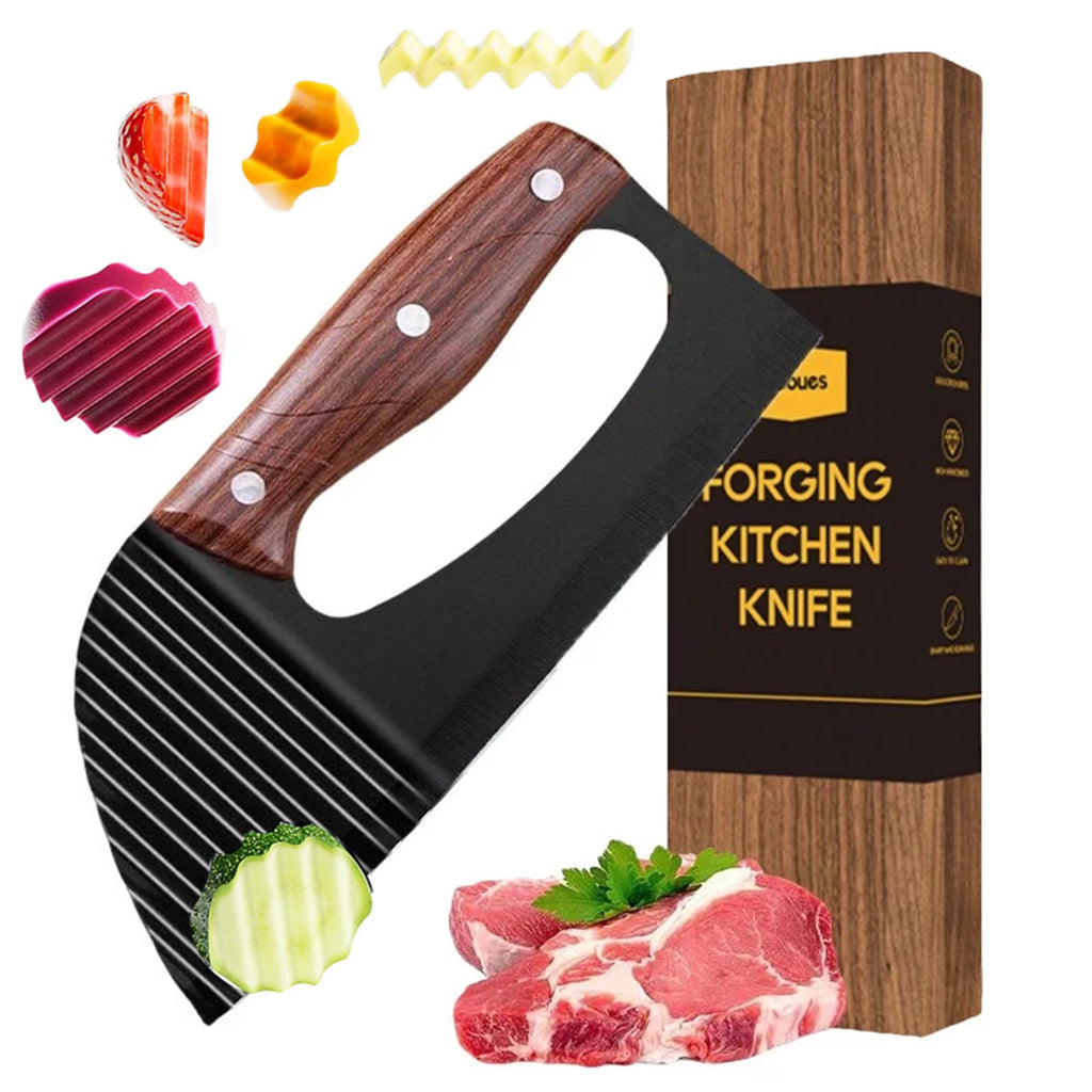 ACMETOP Creek Crinkle Cutter Knife - Wavy Chopper Potatoes Crinkle Fry Cutter for Vegetable Fruits Fun Carrot Chip Slicer Christmas Thanksgiving Gift Idea Stainless Steel