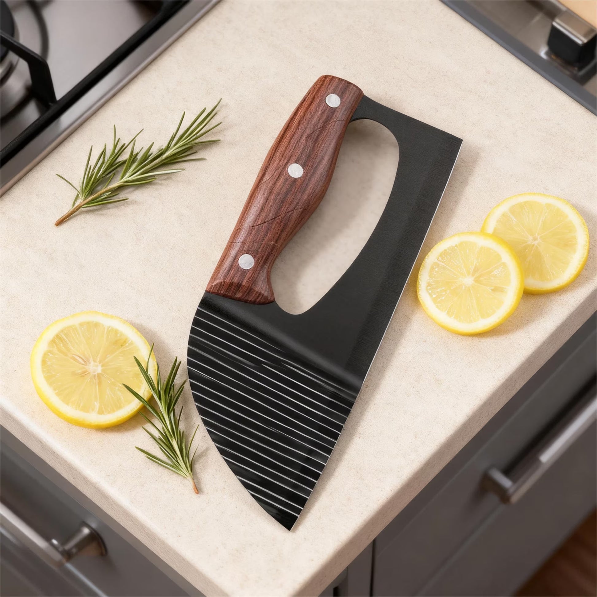 ACMETOP Creek Crinkle Cutter Knife - Wavy Chopper Potatoes Crinkle Fry Cutter for Vegetable Fruits Fun Carrot Chip Slicer Christmas Thanksgiving Gift Idea Stainless Steel