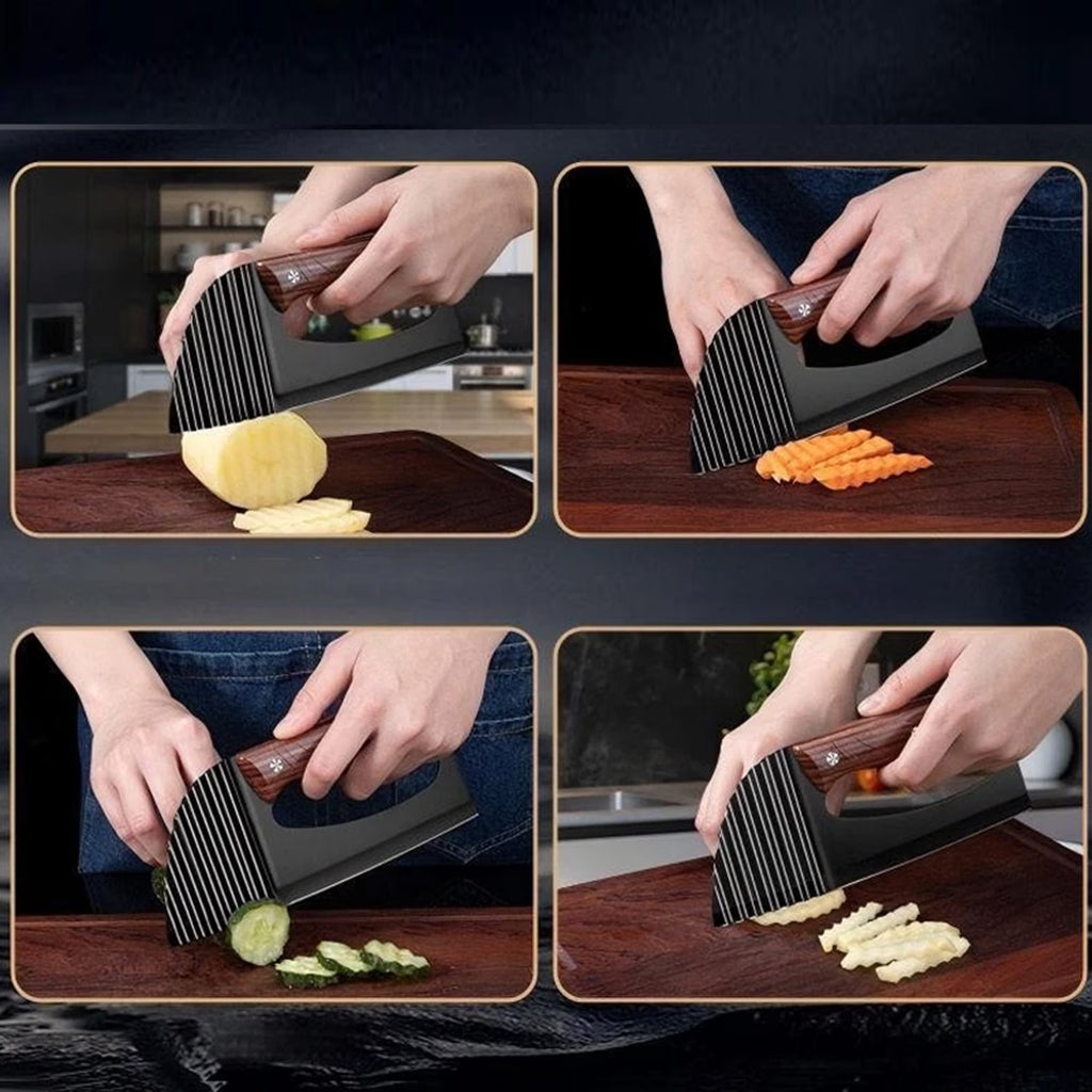 ACMETOP Creek Crinkle Cutter Knife - Wavy Chopper Potatoes Crinkle Fry Cutter for Vegetable Fruits Fun Carrot Chip Slicer Christmas Thanksgiving Gift Idea Stainless Steel
